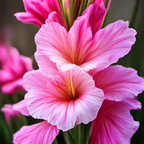 A Pink Flower With A Yellow Center And The Center Of The Flower Is Pink