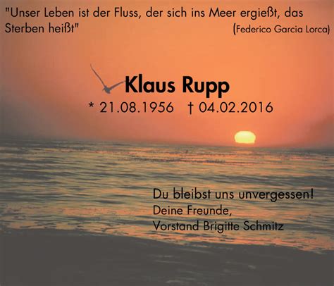 Traueranzeigen Von Klaus Rupp Trauer In NRW De