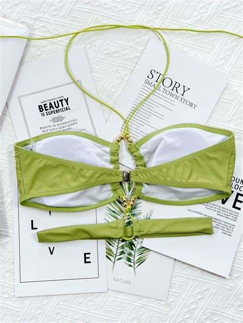 Cut Out Lace Up Bikini Top For Sale Australia New Collection Online SHEIN Australia