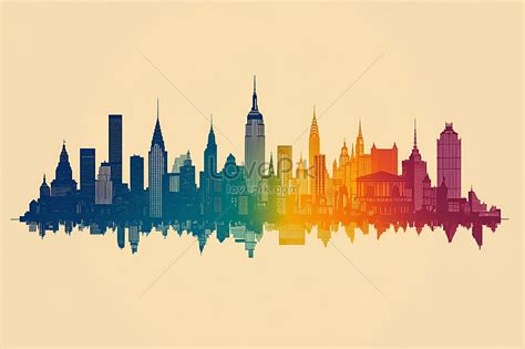 Rainbow City Silhouette Illustration Imagepicture Free Download