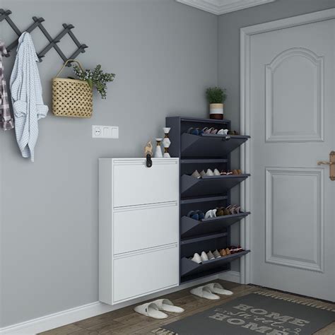 【fully Assembled】shoe Cabinet Ultra Thin Outdoor Shoe Cabinet With