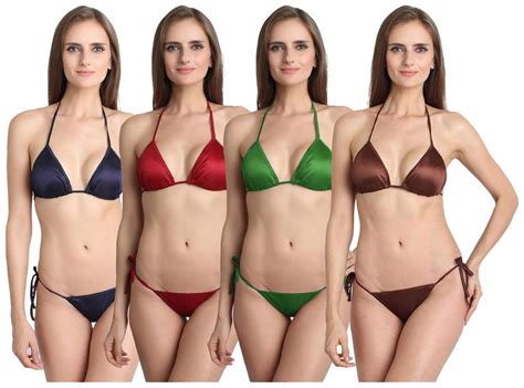 Buy You Forever Solid Multi Coloured Pack Of 4 Lingerie Set Online At Low Prices In India