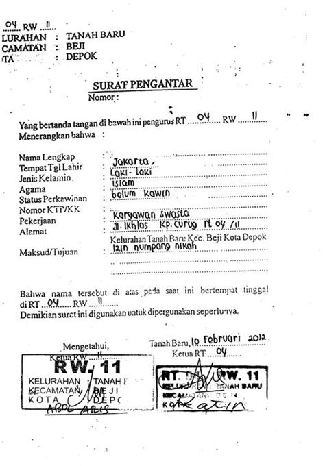 Surat Pengantar Nikah Dari Kelurahan 52 Koleksi Gambar