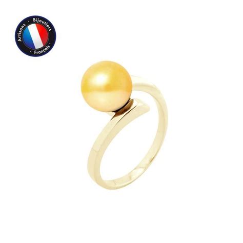 PERLINEA Bague Véritable Perle de Culture d Eau Douce Ronde 8 9 mm