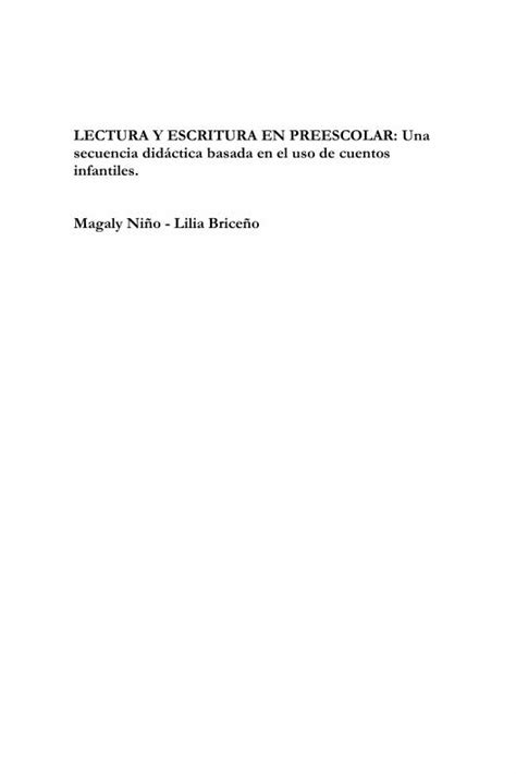 Pdf Lectura Y Escritura En Preescolar U Na Pdf File Introducci N