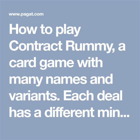 How to play Contract Rummy, a card game with many names and variants ...