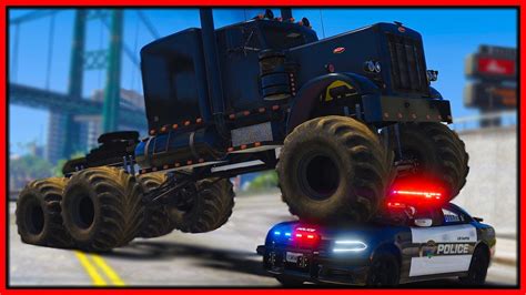 GTA 5 Roleplay Monster Semi Truck Crushing Cops RedlineRP YouTube