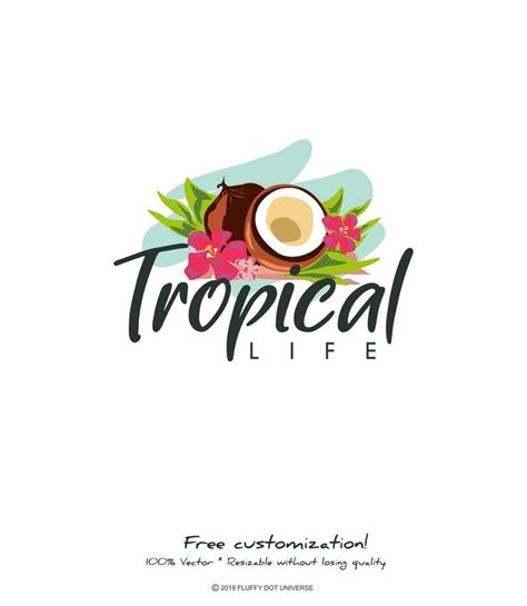 The Logo For Tropical Life With Coconuts And Flowers