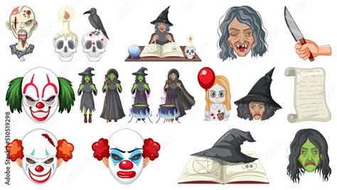 Halloween set with scary monsters Stock Vector | Adobe Stock