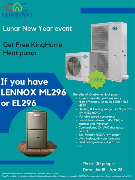 Lennox Ml296v Gas Furnace With 70000 Btu Get A Free Heat Pump