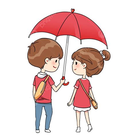 Girl And Boy Under Umbrella Drawing Clipart Images Png Images