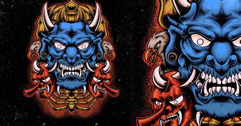 Oni Mask Illustration Objects Ft Oni And Warrior Envato Elements