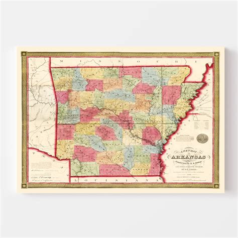 Vintage Map Of Arkansas 1852 By Teds Vintage Art