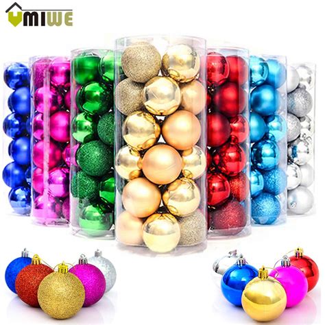 24pcs Christmas Baubles Tree Balls Decorations 4cm Ornament Shatterproof Xmas Tree Festival