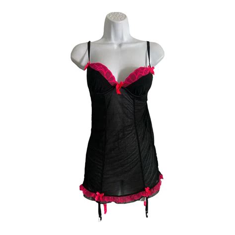 Vintage La Senza Bustier Teddy Lingerie W Garter Xs Gem