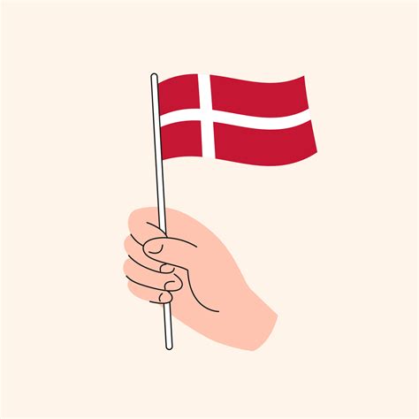 Cartoon Hand Holding Danish Flag The Flag Of Denmark Concept