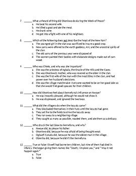 Things Fall Apart Quiz On Part I Chapters 1 13 And Answer Key