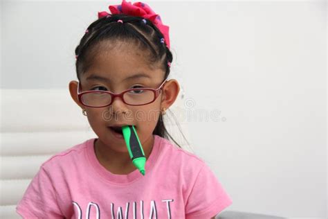 Year Old Brunette Latina Girl With Autism Spectrum Disorder Asd Like Asperger Rett And Heller