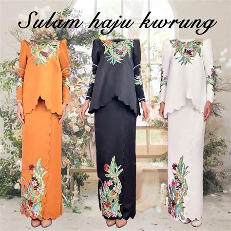 Baju Kurung Sulam Embroidery Baju Raya Kurung Selesa Dipakai Soft