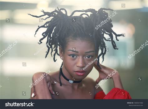 Attractive African Girl Touching Naked Shoulders Stock Photo Shutterstock