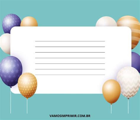 Cartão De Aniversário Para Escrever E Imprimir