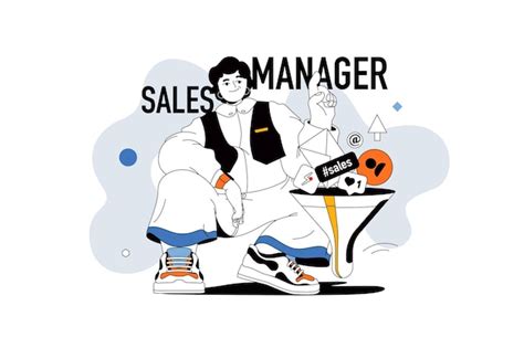 Premium Vector Sales Manager Concept With People Scene In Flat Line