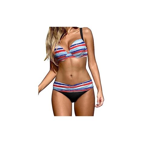 Ocean Plus Bikini Da Donna Arcobaleno A Righe Triangolari Set Push Up