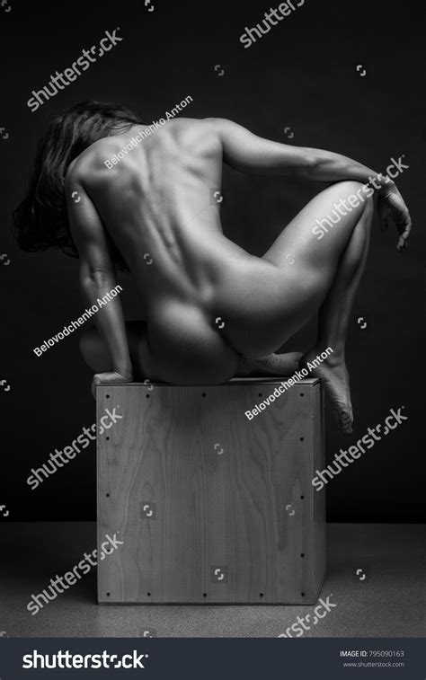 Naked Woman Yoga On Black Background Stock Photo 795090163 Shutterstock