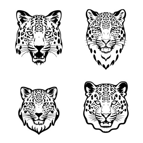 Premium Vector Leopard Head Logo Vector Stencil Set