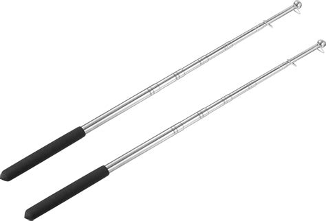 PATIKIL 4 Feet Telescopic Handheld Flagpoles 2 Pack Stainless Steel