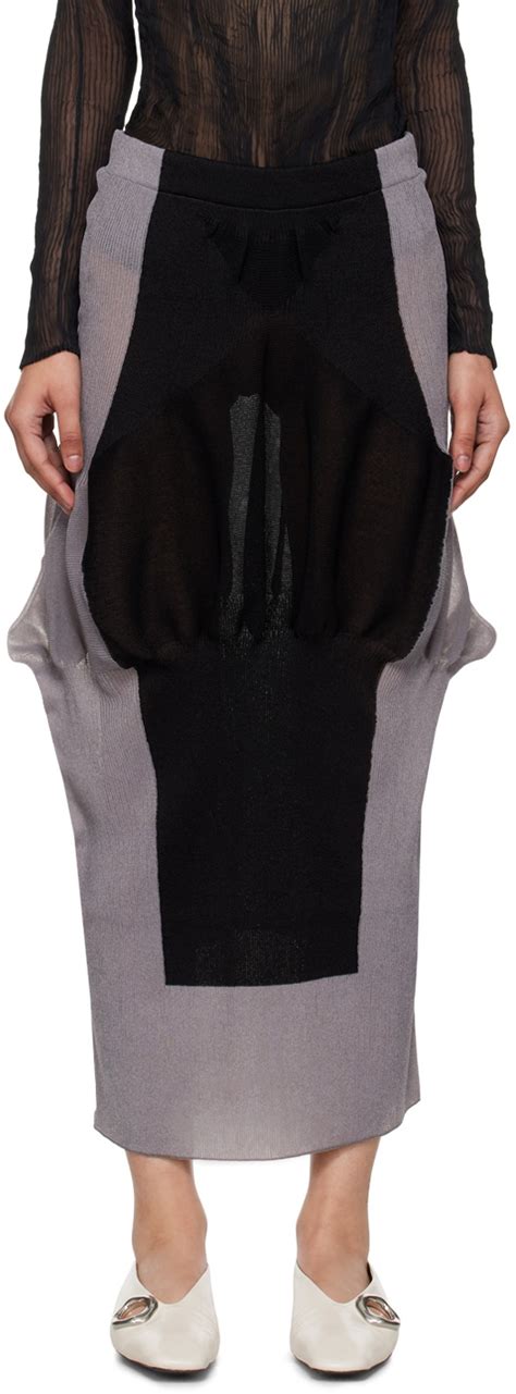 ISSEY MIYAKE Gray Black Shaped Nude Maxi Skirt Issey Miyake Men