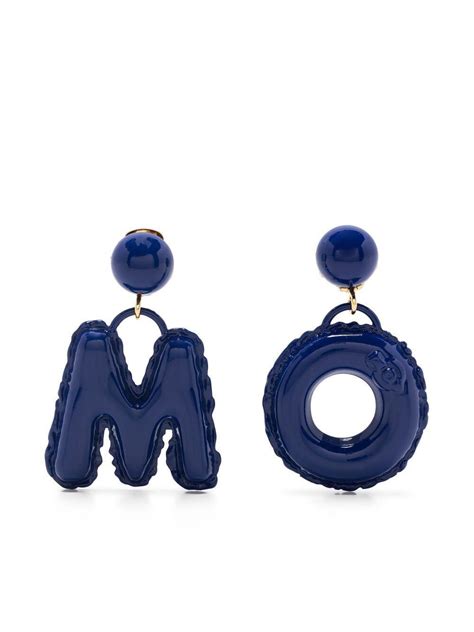 Moschino Padded Effect Logo Letter Earrings Editorialist
