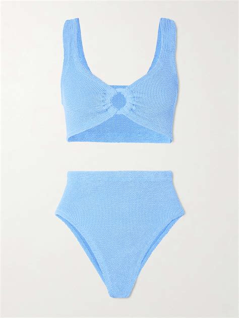 HUNZA G Nadine Seersucker Bikini NET A PORTER