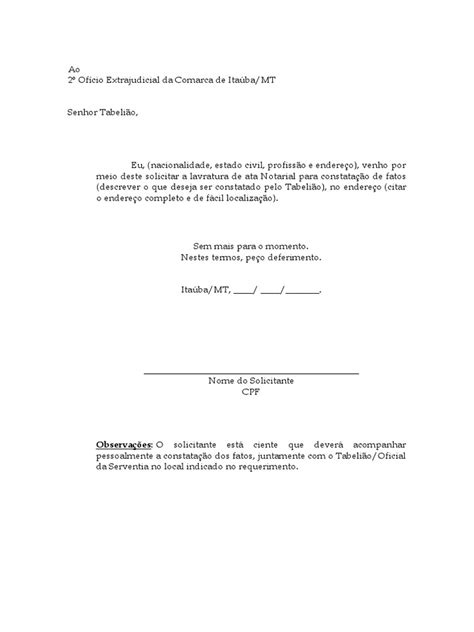Modelo De Requerimento Para Cartório - Modelo De Requerimento Para Cartorio