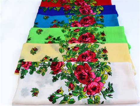 Big Sale Russian Shawl Ukrainian Head Scarf Floral Scarves Etsy