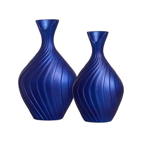 Dupla Vaso Decorativo de Cerâmica para Sala Encanto Azul Royal Camicado