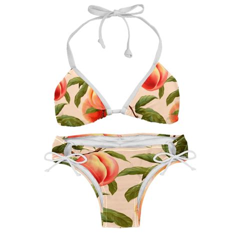 Peach Detachable Sponge Adjustable Strap Bikini Set Two Pack Beach Pool Scenes Bikinis Swim