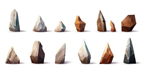 Premium Ai Image Rock Shape Set On White Background