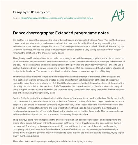 dance choreography extended programme notes phdessaycom