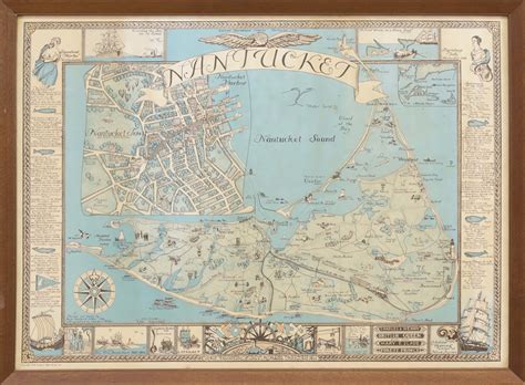 Ruth Haviland Sutton Nantucket Map Framed - Ruth Haviland Sutton