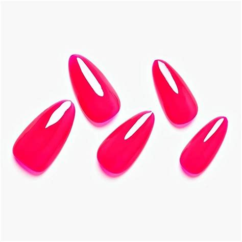 Amazon Glamermaid Jelly Press On Nails Almond Handmade Gel Nails Series Hot Pink Fake
