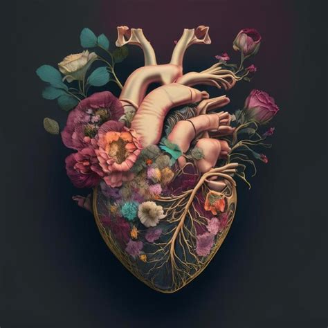 Premium AI Image Human Heart Made Of Flowers And Leaves AI Generated