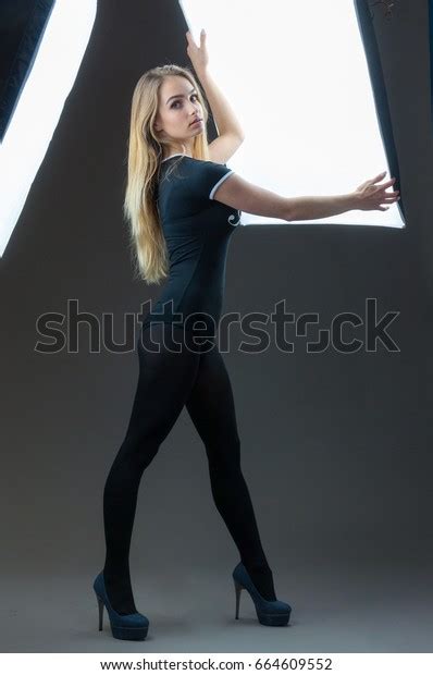 Sexy Blonde Lady Black Dress Text Stock Photo 664609552 Shutterstock