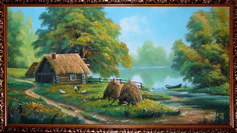 Картина в дом и офис, картина в подарок "Домик у озера" | Phong cảnh ...