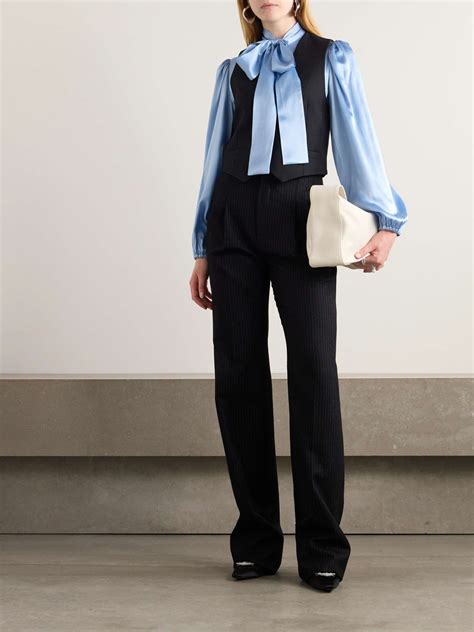 DOLCE GABBANA Pussy Bow Silk Satin Shirt NET A PORTER