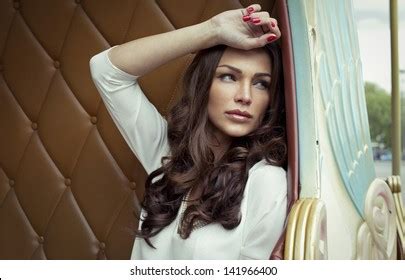 Attractive Sexy Brunette White Blouse Posing Stock Photo Shutterstock