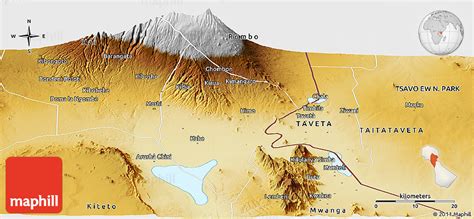 Physical Panoramic Map of Moshi