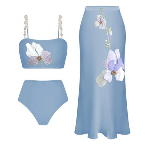 Simple Print Fashion Bikini Fashion Two Piece Sling Swimsuit Cover Up Summer High Waist