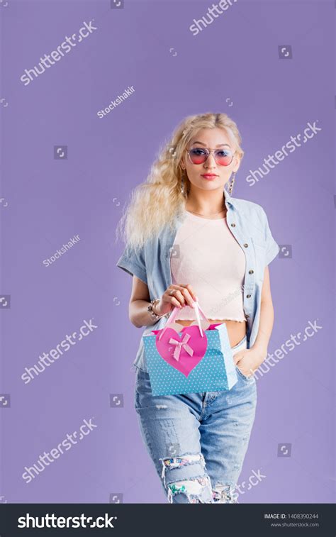 Portrait Happy Beautiful Blonde Girl Wearing Stock Photo 1408390244 Shutterstock