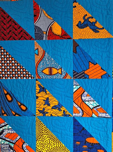 Ooak African Quilt Handmade With Multi Colors Ankara Print Fabrics It Is 60 X 80 Half Square